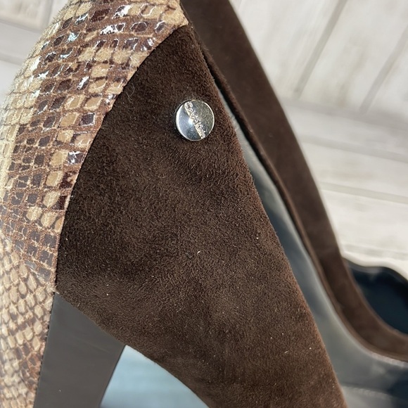 Calvin Klein Suede and Snakeskin Monicah Chunky Heel Pump - Picture 6 of 12